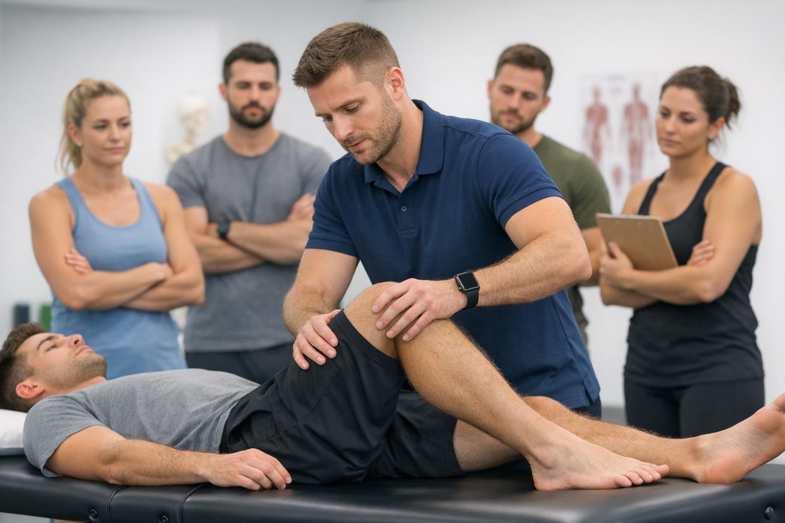 Zdjęcie 1: fizjoterapeuta podczas szkolenia praktycznego